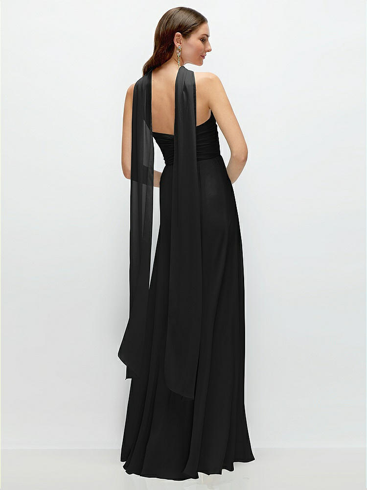 Back View - Black Skinny Chiffon Scarf