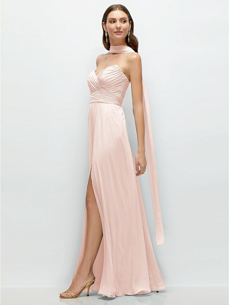 Front View - Blush Skinny Chiffon Scarf