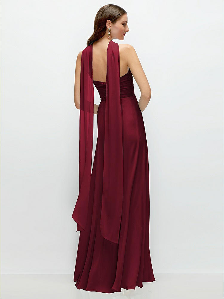 Back View - Burgundy Skinny Chiffon Scarf