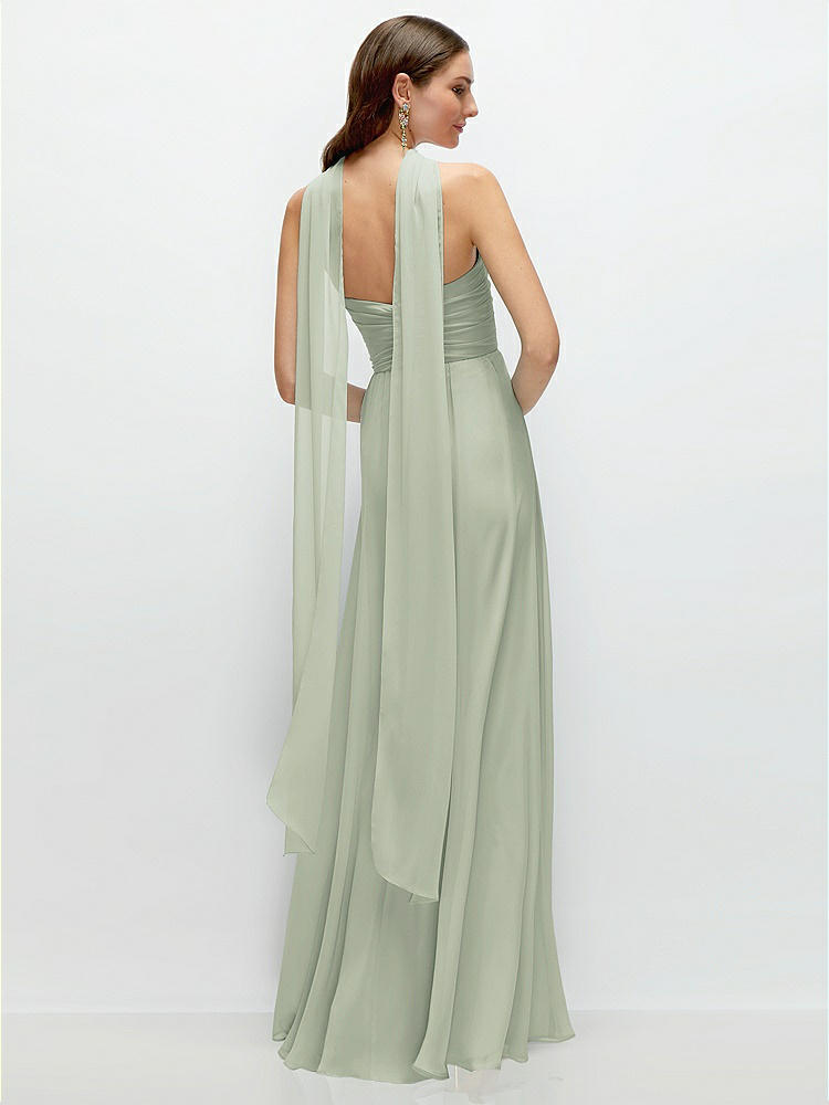 Back View - Celadon Skinny Chiffon Scarf