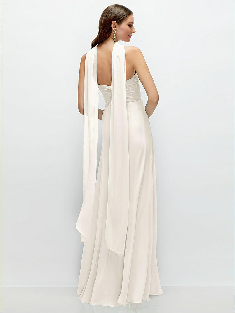 Back View - Ivory Skinny Chiffon Scarf