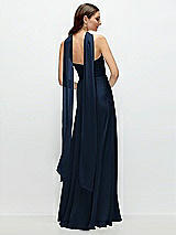 Rear View Thumbnail - Midnight Navy Skinny Chiffon Scarf