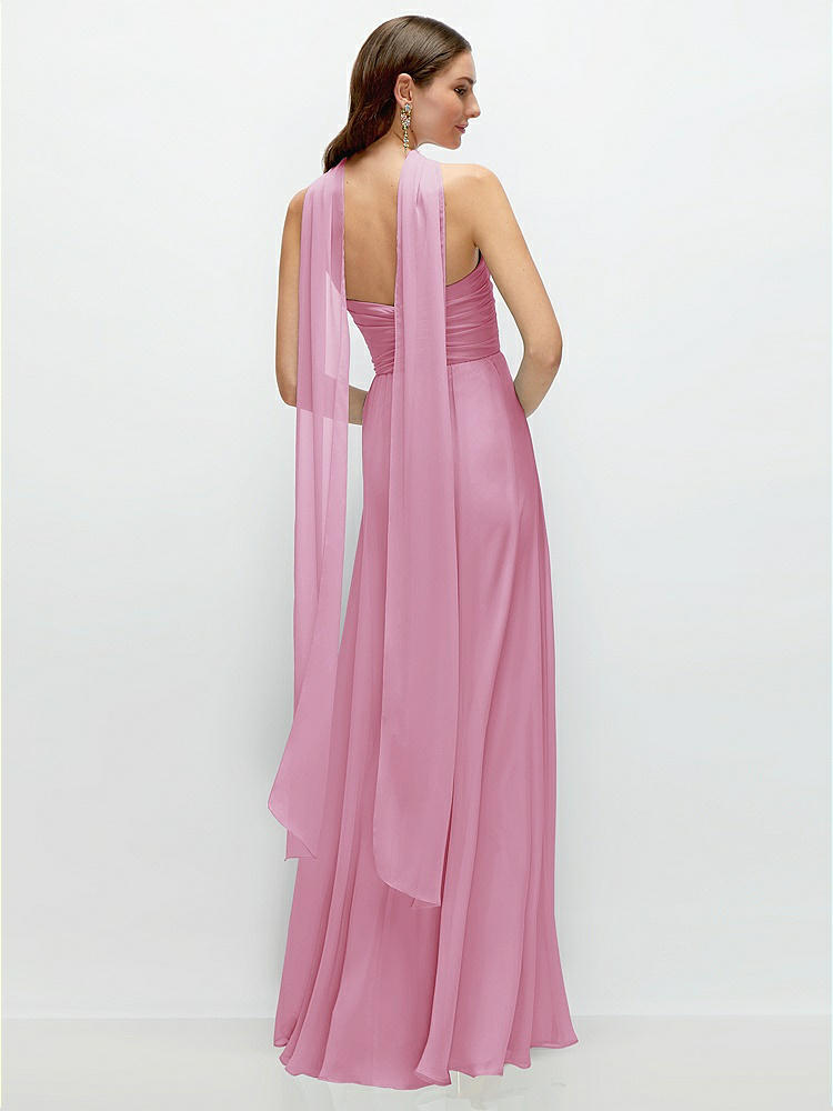 Back View - Powder Pink Skinny Chiffon Scarf