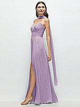 Front View Thumbnail - Pale Purple Skinny Chiffon Scarf