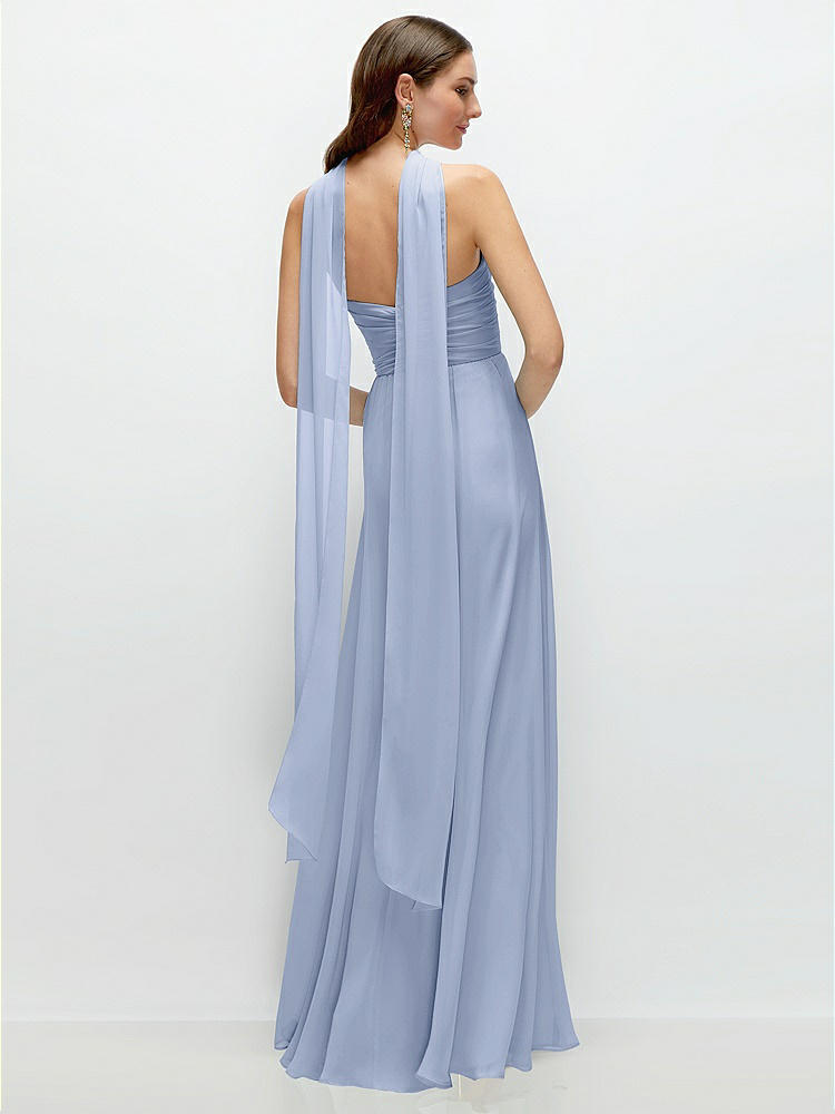 Back View - Sky Blue Skinny Chiffon Scarf