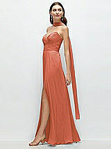 Front View Thumbnail - Terracotta Copper Skinny Chiffon Scarf