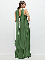 Rear View Thumbnail - Vineyard Green Skinny Chiffon Scarf