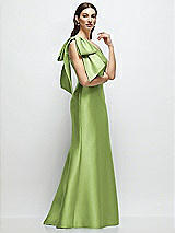 Front View Thumbnail - Mojito Bow One-Shoulder Satin Maxi Dress with Trumpet Skirt