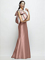 Front View Thumbnail - Neu Nude Bow One-Shoulder Satin Maxi Dress with Trumpet Skirt