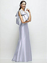 Front View Thumbnail - Silver Dove Bow One-Shoulder Satin Maxi Dress with Trumpet Skirt