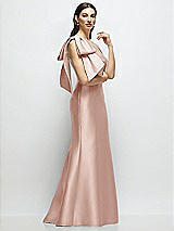 Front View Thumbnail - Toasted Sugar Bow One-Shoulder Satin Maxi Dress with Trumpet Skirt