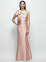 Side View Thumbnail - Toasted Sugar Bow One-Shoulder Satin Maxi Dress with Trumpet Skirt