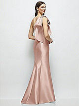 Rear View Thumbnail - Toasted Sugar Bow One-Shoulder Satin Maxi Dress with Trumpet Skirt