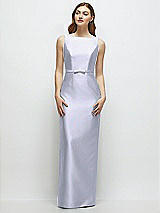 Front View Thumbnail - Silver Dove Bateau Neck Satin Column Dress with Bow-Trimmed Skinny Belt