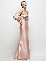 Side View Thumbnail - Toasted Sugar Off-the-Shoulder Puff Sleeve Satin Maxi Dress with Flared Skirt