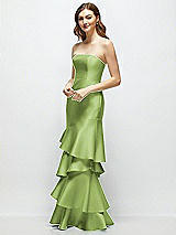 Side View Thumbnail - Mojito Strapless Bodycon Maxi Dress with Tiered Ruffle Skirt