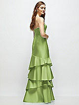 Rear View Thumbnail - Mojito Strapless Bodycon Maxi Dress with Tiered Ruffle Skirt