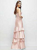 Rear View Thumbnail - Blush Strapless Bodycon Maxi Dress with Tiered Ruffle Skirt