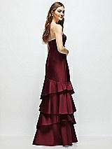 Rear View Thumbnail - Cabernet Strapless Bodycon Maxi Dress with Tiered Ruffle Skirt