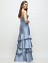 Rear View Thumbnail - Cloudy Strapless Bodycon Maxi Dress with Tiered Ruffle Skirt