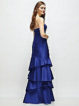 Rear View Thumbnail - Cobalt Blue Strapless Bodycon Maxi Dress with Tiered Ruffle Skirt