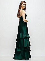 Rear View Thumbnail - Evergreen Strapless Bodycon Maxi Dress with Tiered Ruffle Skirt