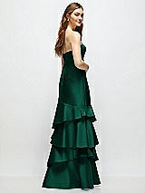 Rear View Thumbnail - Hunter Green Strapless Bodycon Maxi Dress with Tiered Ruffle Skirt