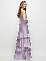 Rear View Thumbnail - Lilac Haze Strapless Bodycon Maxi Dress with Tiered Ruffle Skirt