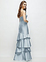 Rear View Thumbnail - Mist Strapless Bodycon Maxi Dress with Tiered Ruffle Skirt