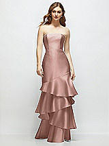 Front View Thumbnail - Neu Nude Strapless Bodycon Maxi Dress with Tiered Ruffle Skirt