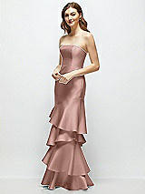 Side View Thumbnail - Neu Nude Strapless Bodycon Maxi Dress with Tiered Ruffle Skirt