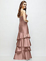 Rear View Thumbnail - Neu Nude Strapless Bodycon Maxi Dress with Tiered Ruffle Skirt