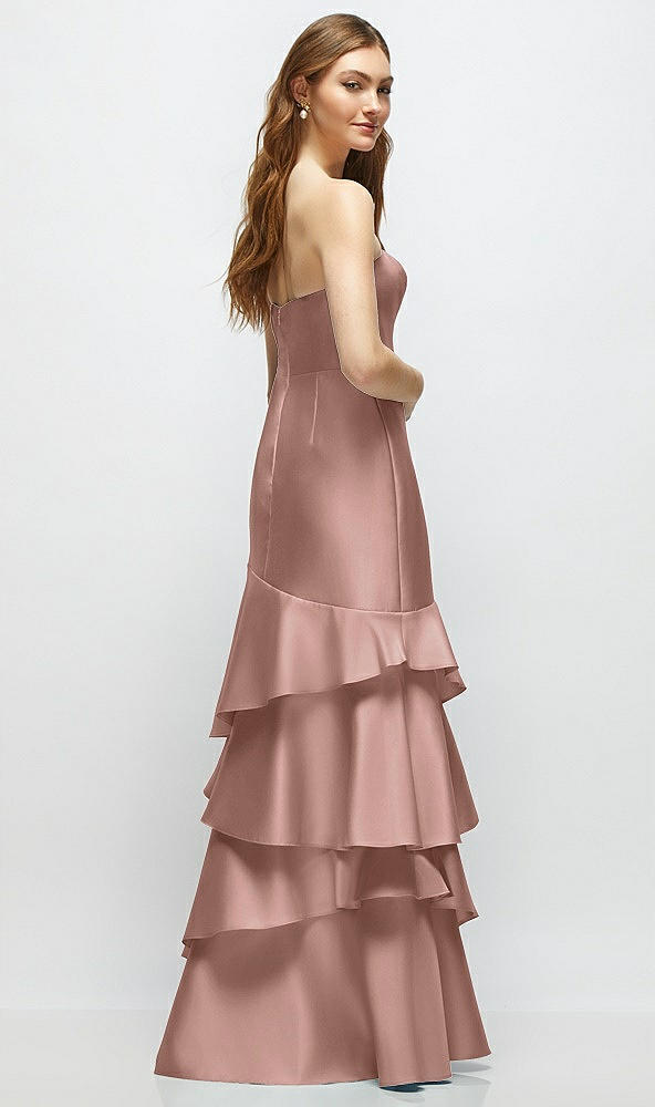 Back View - Neu Nude Strapless Bodycon Maxi Dress with Tiered Ruffle Skirt