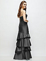 Rear View Thumbnail - Pewter Strapless Bodycon Maxi Dress with Tiered Ruffle Skirt