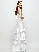 Rear View Thumbnail - White Strapless Bodycon Maxi Dress with Tiered Ruffle Skirt