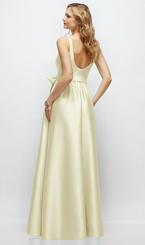 Back View - Butter Yellow Scoop-Neck Tank Bodice Maxi Dress with Full Skirt