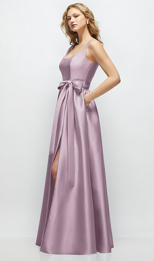 Front View - Suede Rose Scoop-Neck Tank Bodice Maxi Dress with Full Skirt