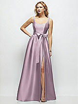 Side View Thumbnail - Suede Rose Scoop-Neck Tank Bodice Maxi Dress with Full Skirt