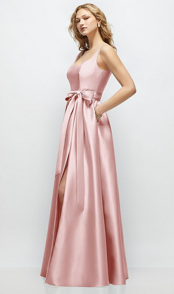 Front View - Ballet Pink Scoop-Neck Tank Bodice Maxi Dress with Full Skirt