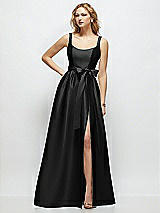 Side View Thumbnail - Black Scoop-Neck Tank Bodice Maxi Dress with Full Skirt