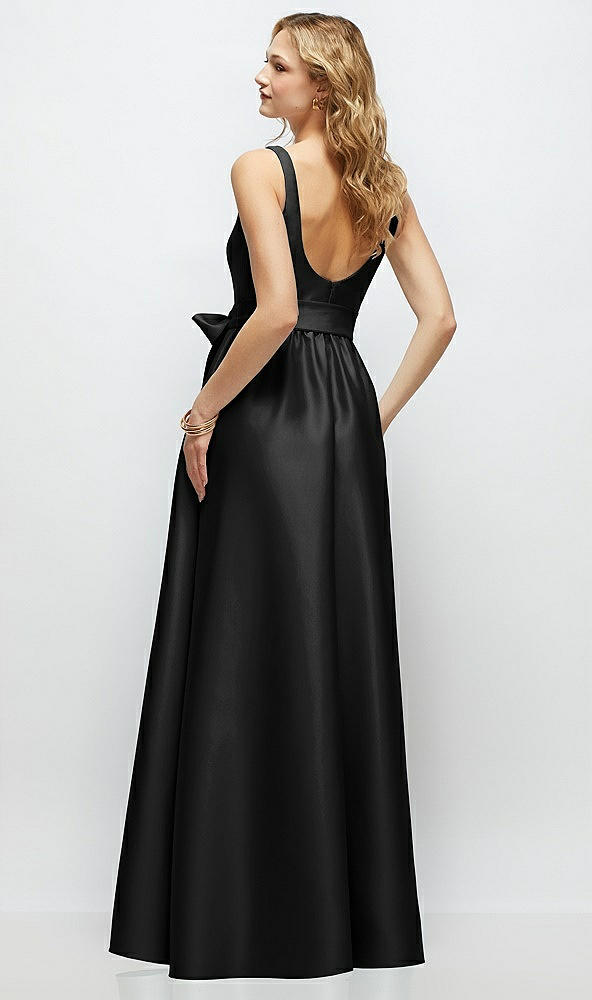 Back View - Black Scoop-Neck Tank Bodice Maxi Dress with Full Skirt