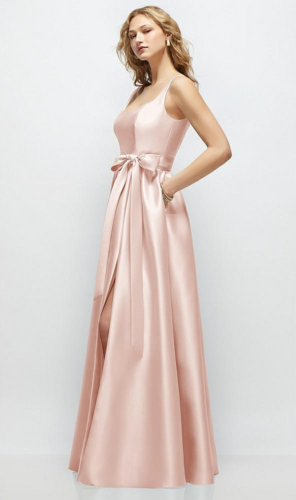 Front View - Blush Scoop-Neck Tank Bodice Maxi Dress with Full Skirt