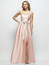 Side View Thumbnail - Blush Scoop-Neck Tank Bodice Maxi Dress with Full Skirt