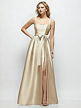 Side View Thumbnail - Champagne Scoop-Neck Tank Bodice Maxi Dress with Full Skirt