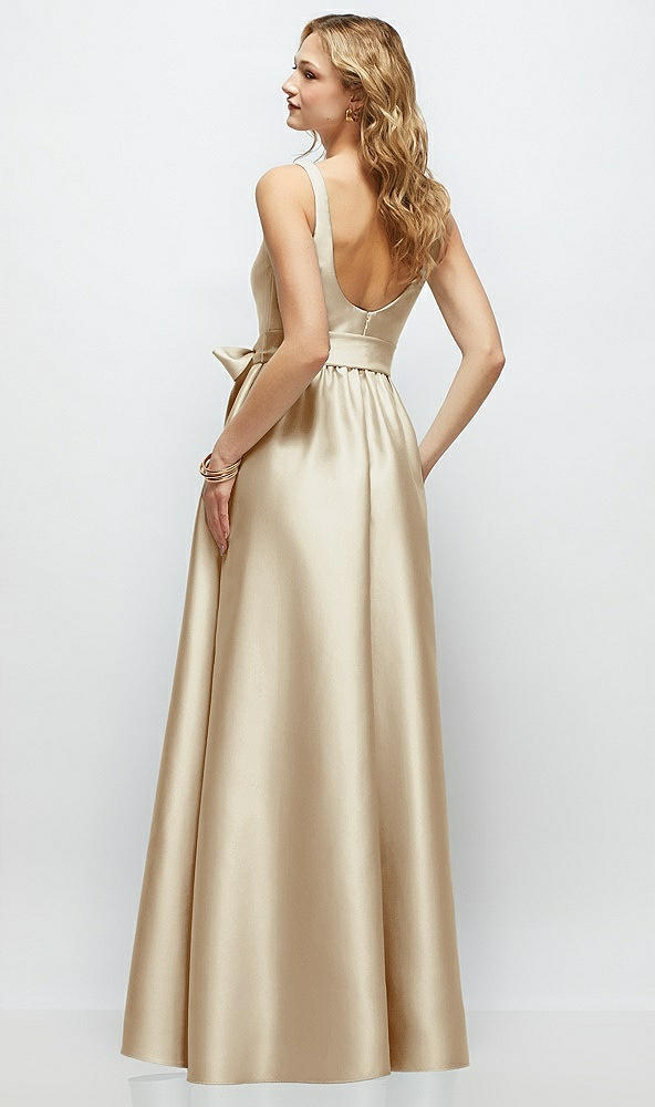 Back View - Champagne Scoop-Neck Tank Bodice Maxi Dress with Full Skirt