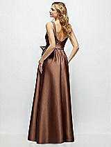 Rear View Thumbnail - Cognac Scoop-Neck Tank Bodice Maxi Dress with Full Skirt