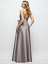 Rear View Thumbnail - Cashmere Gray Scoop-Neck Tank Bodice Maxi Dress with Full Skirt