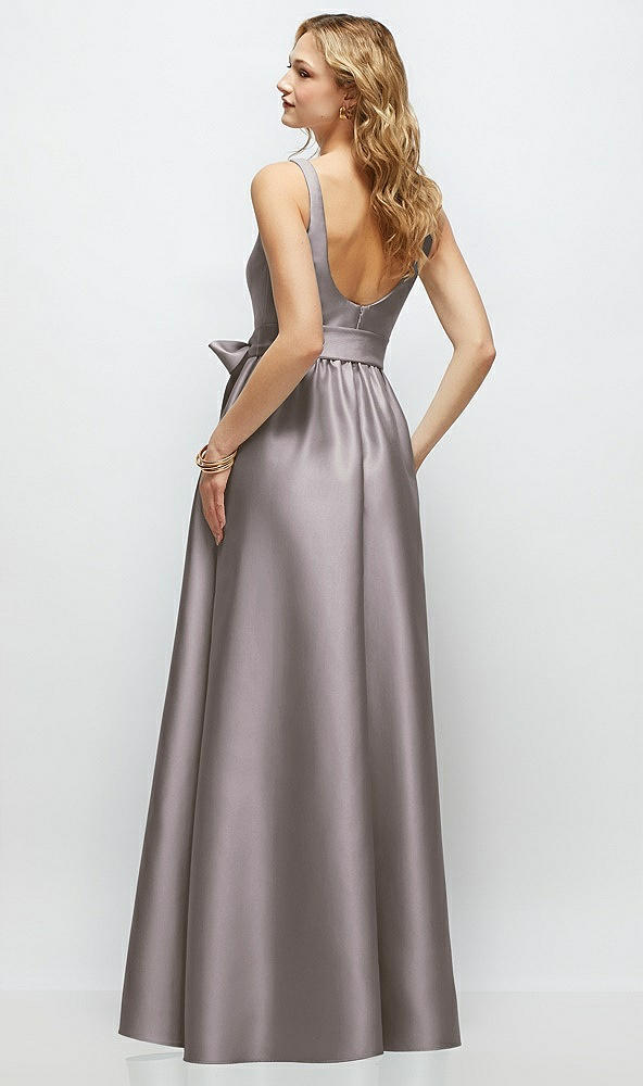 Back View - Cashmere Gray Scoop-Neck Tank Bodice Maxi Dress with Full Skirt