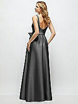 Rear View Thumbnail - Gunmetal Scoop-Neck Tank Bodice Maxi Dress with Full Skirt