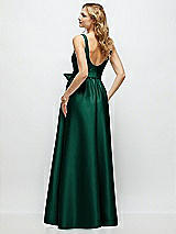 Rear View Thumbnail - Hunter Green Scoop-Neck Tank Bodice Maxi Dress with Full Skirt